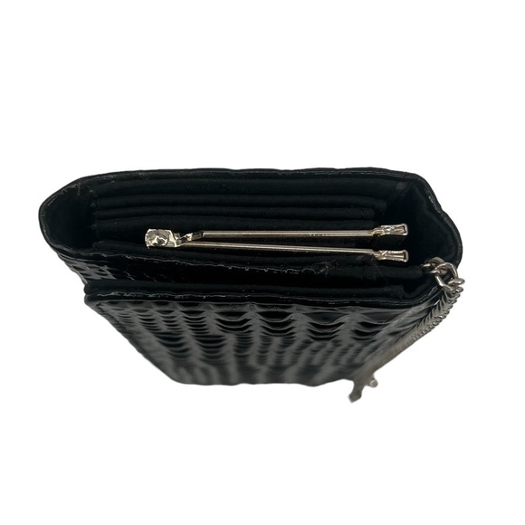 Black Silver Chain Handle Clutch Shoulder Mini Purse - Picture 4 of 6